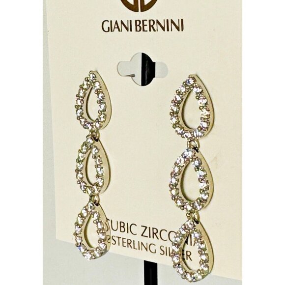 Giani Bernini CZ Drop Earrings 18k Gold-Plated Sterling Silver NWT $100 MSRP - Picture 4 of 10